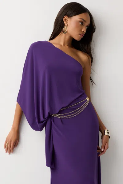 Ramy Brook Chantelle Jersey Knit One Shoulder Gown In Purple