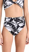 Ramy Brook Charley Bikini Bottom In Black/white Exotic Palm In Multi