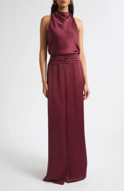 Ramy Brook Charmayne Sleeveless Satin Gown In Brown