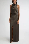 Ramy Brook Charmayne Sleeveless Satin Gown In Green