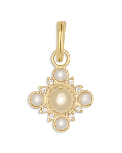 Ramy Brook Charms Pave & Imitation Pearl Sunburst Charm In Green