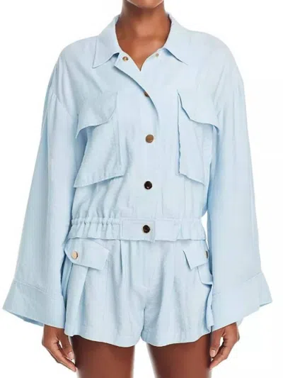Ramy Brook Chelsea Snap Front Jacket In Crystal Blue