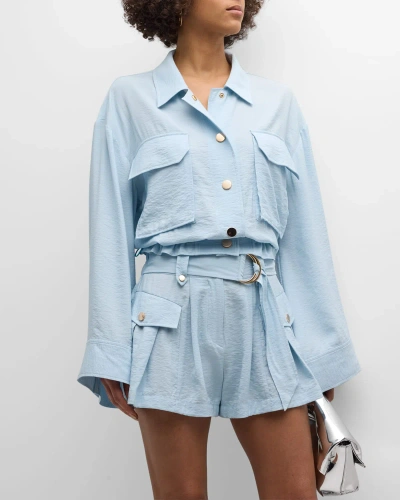 Ramy Brook Chelsea Snap-up Jacket In Crystal Blue