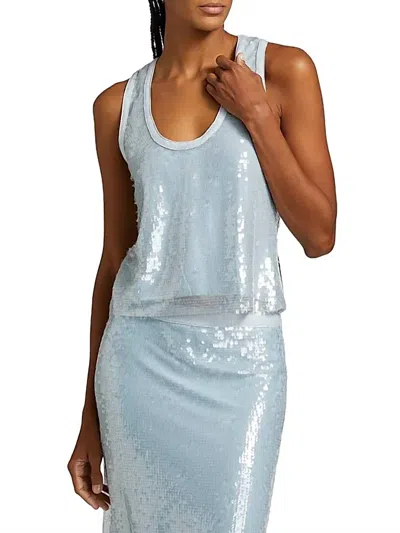 Ramy Brook Chelsey Sequin-embellished Scoopneck Tank In Dream Blue In Multi