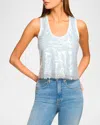 Ramy Brook Chelsey Sequin Scoop Neck Tank Top In Dream Blue Sequin