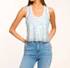 Ramy Brook Chelsey Sequin Scoop Neck Tank Top In Blue