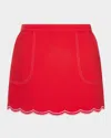 Ramy Brook Cheryl Stretch Cotton Scalloped Mini Skirt