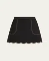 Ramy Brook Cheryl Scallop-hem Mini Skirt In Black