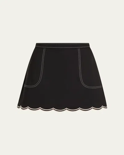 Ramy Brook Cheryl Scallop-hem Mini Skirt In Black