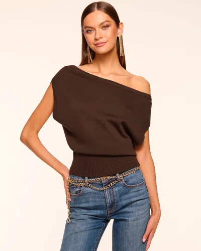 Ramy Brook Chet Merino Off-the-shoulder Sweater In Brown