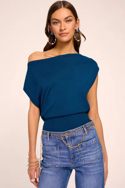 Ramy Brook Chet Off-the-shoulder Sweater In Dark Teal