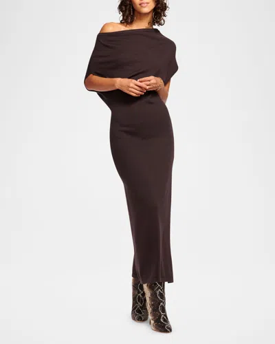 Ramy Brook Chet One-shoulder Sweater Dress In Desert Brown