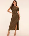 Ramy Brook Chet Sparkle Knit Off-the-shoulder Midi Dress In Brown