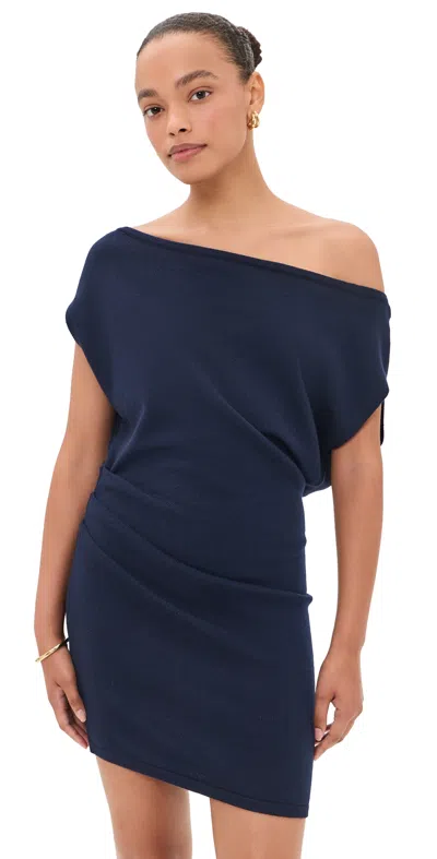 Ramy Brook Chet Sweater Mini Dress Navy In Blue