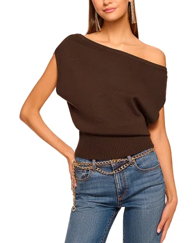Ramy Brook Chet Wool Off Shoulder Sweater In Brown