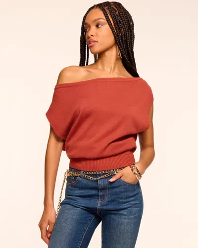 Ramy Brook Chet Wool Off-the-shoulder Sweater In Orange