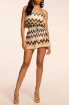 Ramy Brook Chevron Lauryn Cover-up Minidress In Neutral Chevron