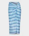 Ramy Brook Xana Metallic Chevron Cover-up Skirt In Blue