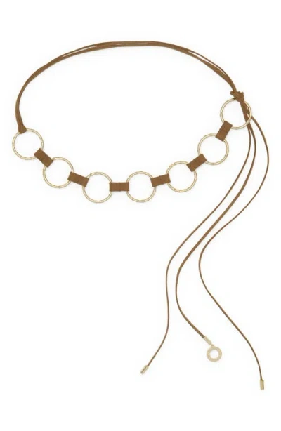 Ramy Brook Chiara Leather Chain Belt In Brown