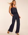 Ramy Brook Christiana Smocked Embellished Strapless Jumpsuit In Blue