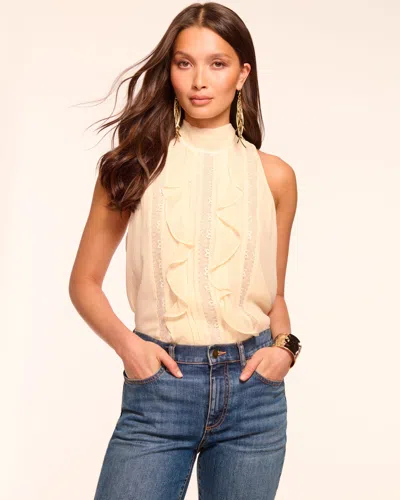 Ramy Brook Christine High Neck Ruffle Sleeveless Top In Brown