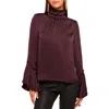 Ramy Brook Christy Turtleneck Bell Sleeve Blouse In Purple