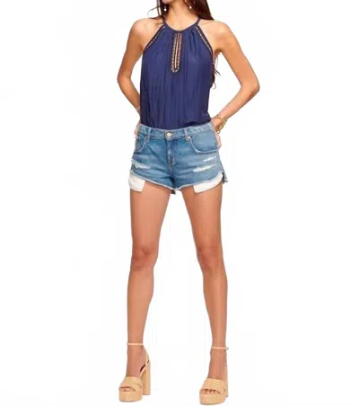 Ramy Brook Christy Ripped Boyfriend Shorts In Blue