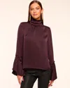 Ramy Brook Christy Turtleneck Bell Sleeve Blouse In Purple