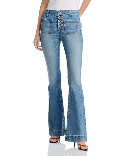 Ramy Brook Cindy Exposed-button Fly Wide Leg Jeans In Light Wash