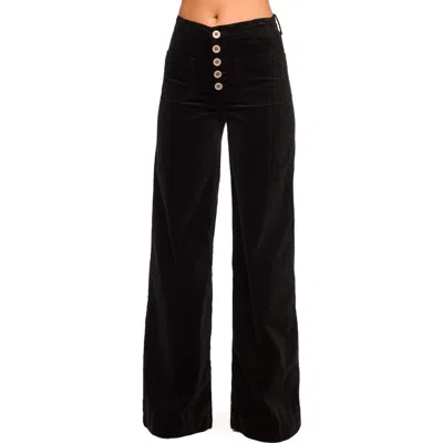 Ramy Brook Cindy Velvet Wide Leg Pants In Black