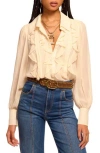 Ramy Brook Claire Ruffle Button Down Blouse In Neutral