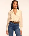 Ramy Brook Claire Ruffle Button Down Blouse In Neutral