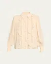 Ramy Brook Claire Silk Chiffon Ruffle Button-front Blouse In White