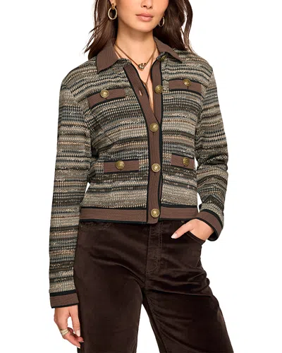 Ramy Brook Clara Houndstooth Knit Jacket In Brown