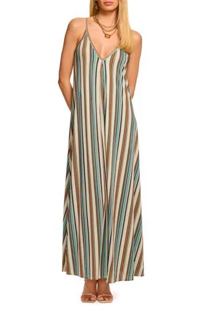 Ramy Brook Clara Stripe Sleeveless Maxi Dress In Beach Blue Stripe