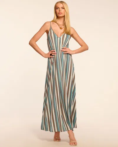 RAMY BROOK CLARA STRIPED V-NECK MAXI DRESS