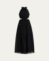 Ramy Brook Claudia Embroidered Cutout Maxi Dress In Black