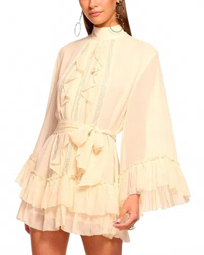 Ramy Brook Claudia Ruffle Tie Waist Mini Dress In Cream In Neutral