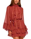Ramy Brook Claudia Ruffle Tie Waist Mini Dress In Orange