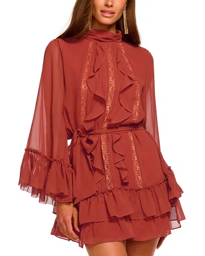 Ramy Brook Claudia Ruffle Tie Waist Mini Dress In Orange