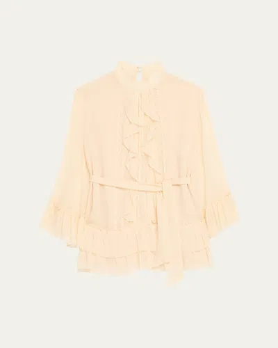 Ramy Brook Claudia Silk Chiffon Ruffle Tiered Mini Dress In Neutral