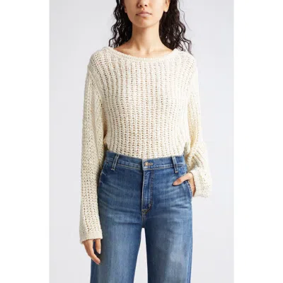 Ramy Brook Clea Metallic Boat Neck Sweater In Ivory Tape Yarn W/lurex