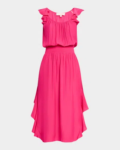 Ramy Brook Clementine Ruffle-trim Midi Dress In Pink Petunia