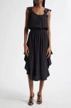Ramy Brook Clementine Smock Waist Matte Satin Dress In Black
