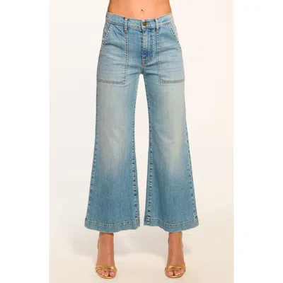 Ramy Brook Clifford Crop Wide Leg Flare Jeans In Light Wash