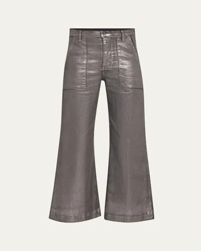 Ramy Brook Clifford Cropped Metallic Jeans In Gunmetal Metallic Denim