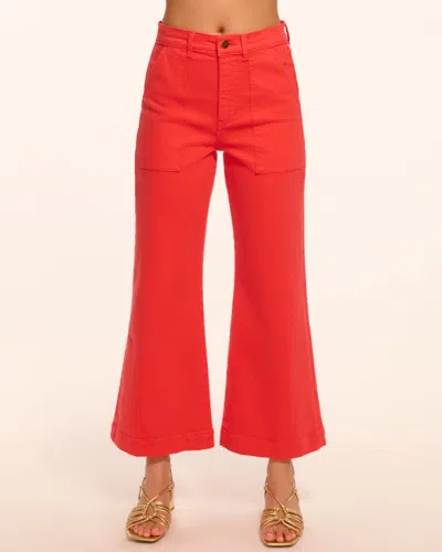Ramy Brook Clifford Cropped High Rise Kick Flare Jeans In Crimson In Red