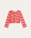Ramy Brook Cline Chevron Knit Hooded Crop Top In Pink Chevron