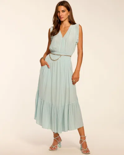 Ramy Brook Coco Smocked Sleeveless Midi Dress In Blue