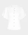Ramy Brook Colette Mixed Media Flutter Sleeve Cotton Top In Ivory